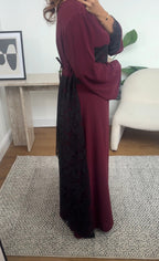 ROBE DENTELLE DÉTAIL NOUÉ DOS BORDEAUX - BEYI