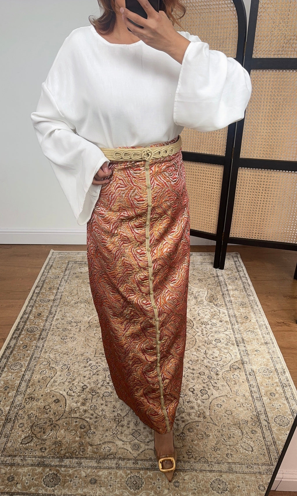 ENSEMBLE JUPE BROCADE ORANGE - AURORA