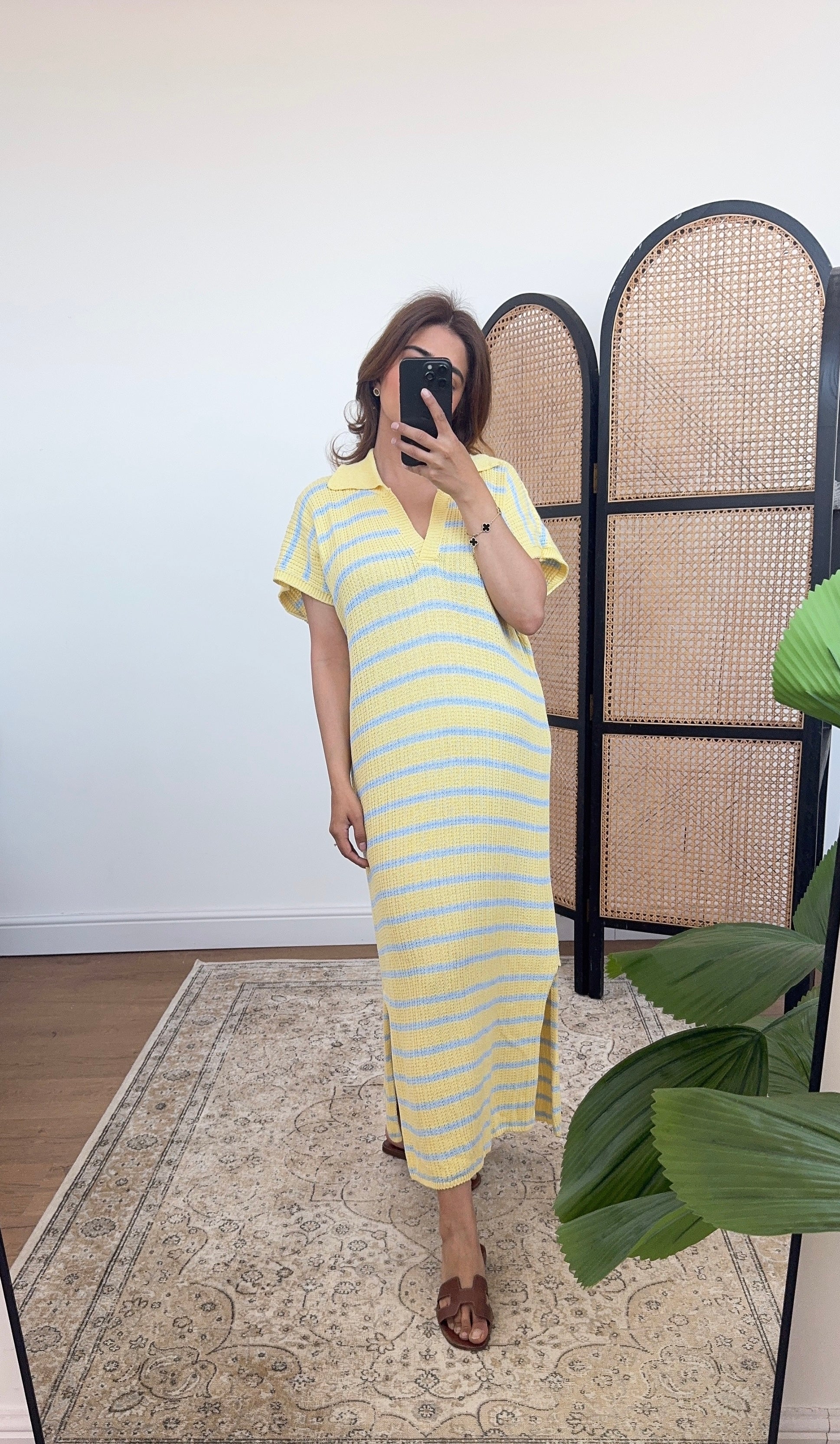 BUTTER JAUNE RAYÉ MAILLE ROBE - RANA