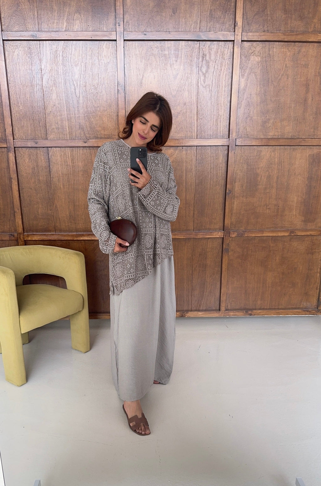 ROBE DENTELLE DEUX PIÈCES TAUPE - NOLA