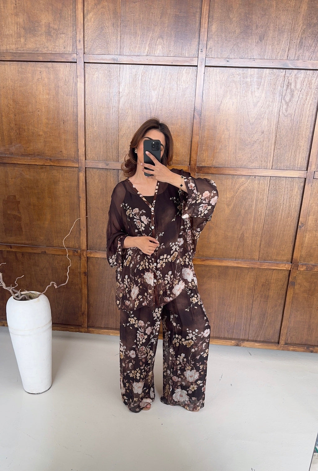 ENSEMBLE FLEURI MOUSSELINE SOIE COCO - NEVA