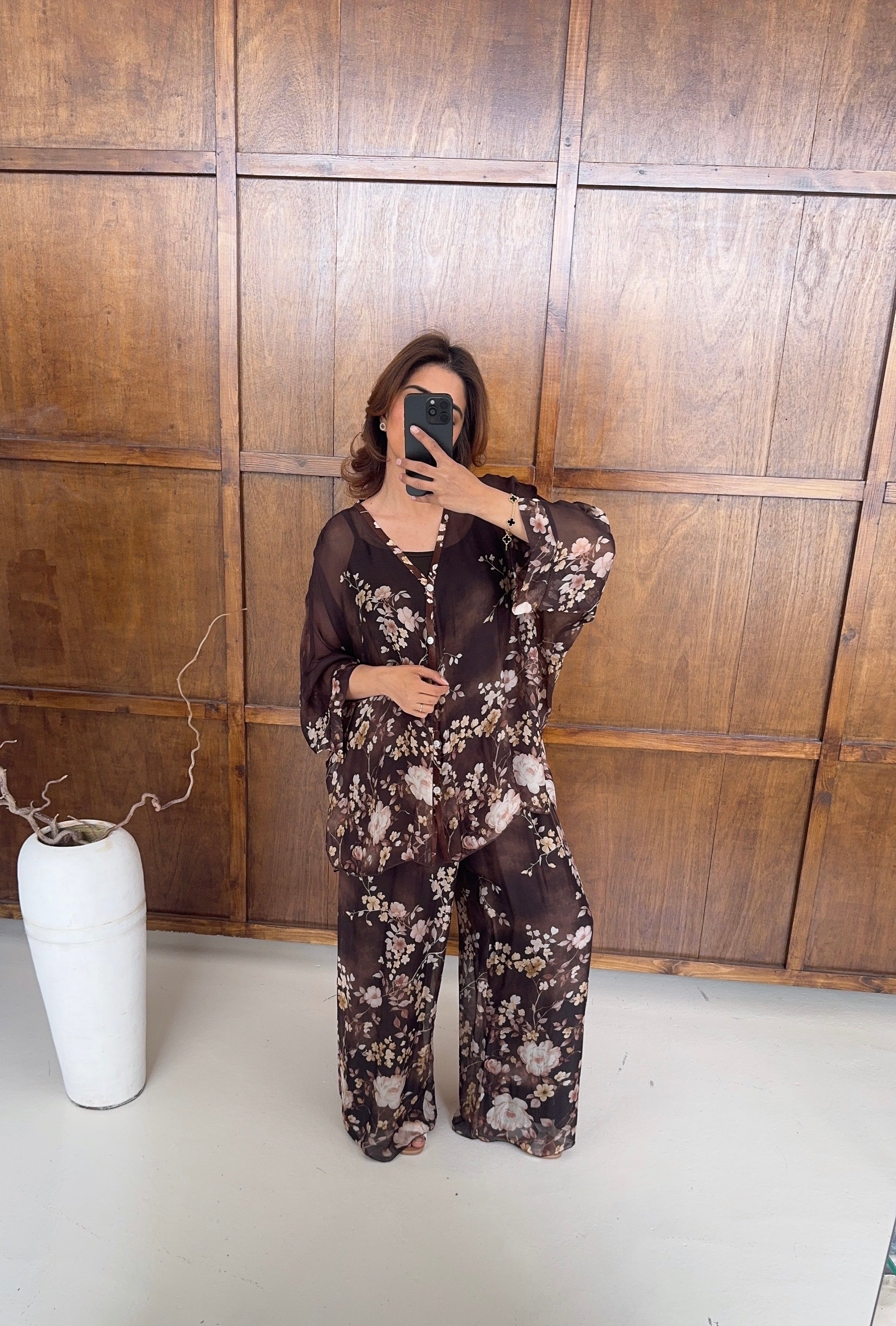 ENSEMBLE FLEURI MOUSSELINE SOIE COCO - NEVA