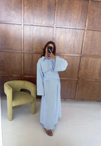 ROBE RAYÉ TAILLE NOUÉ BLEU - HUA