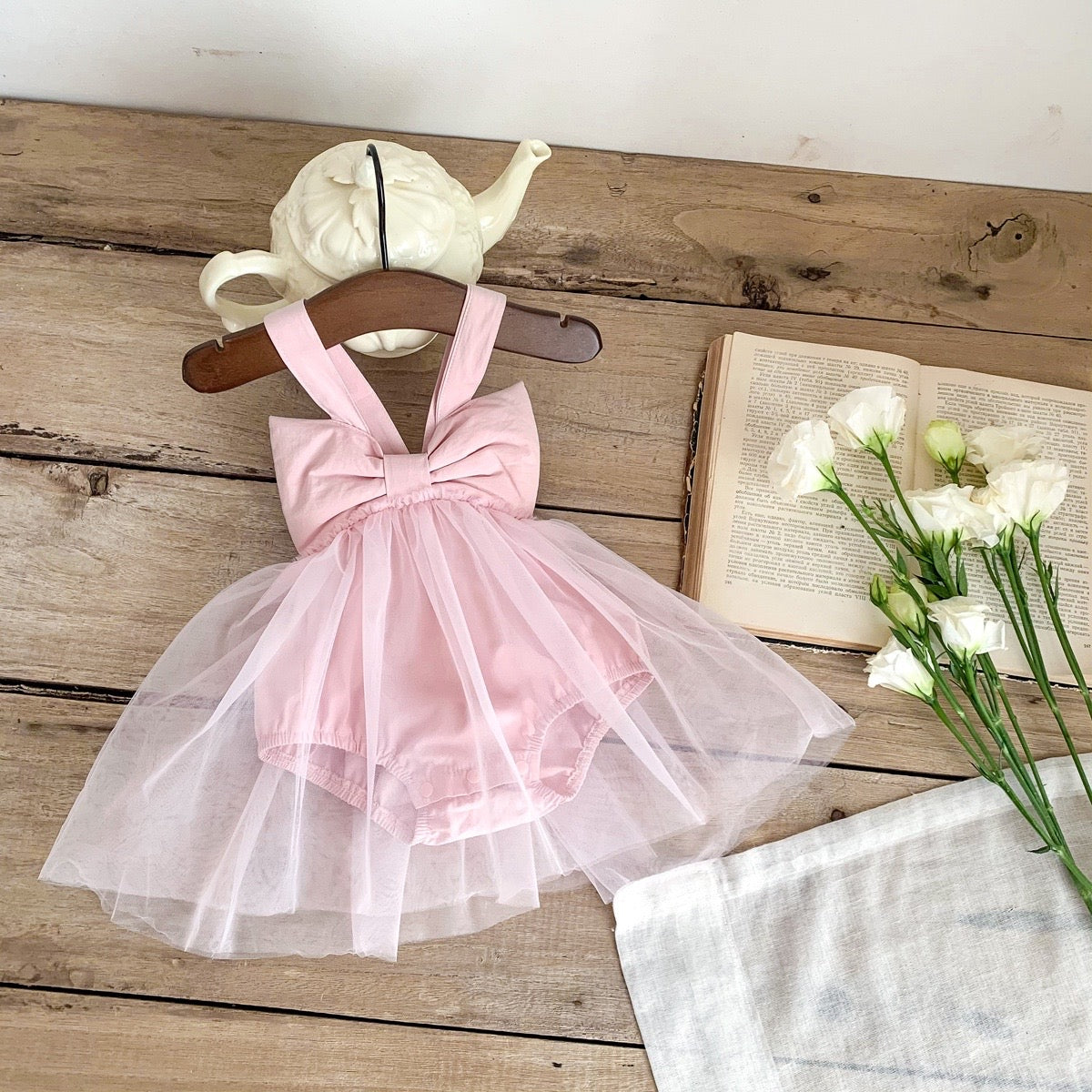 ROBE BARBOTEUSE TULLE NŒUD ROSE