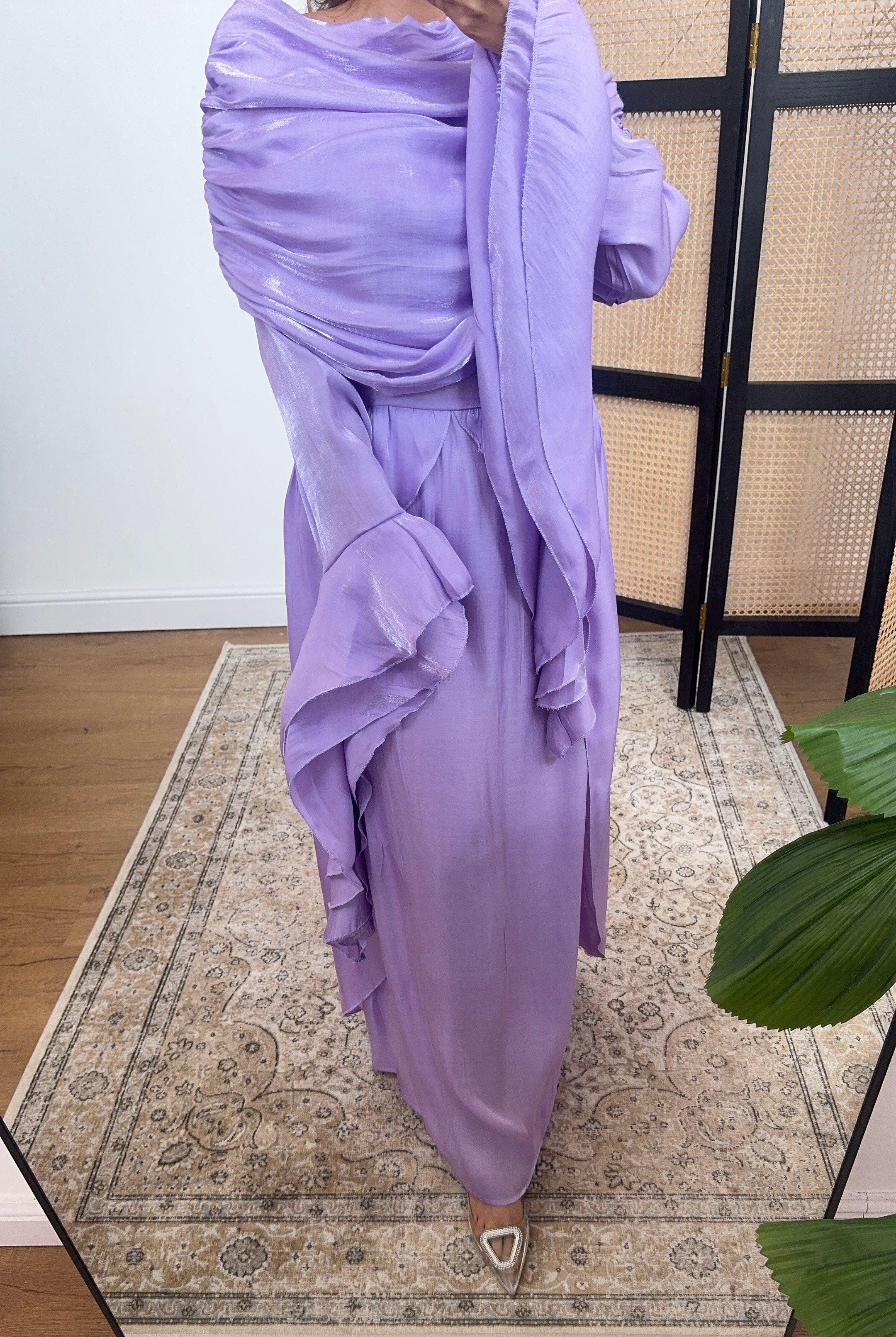 ROBE ÉVASÉ MANCHES LILAS - GRECIA