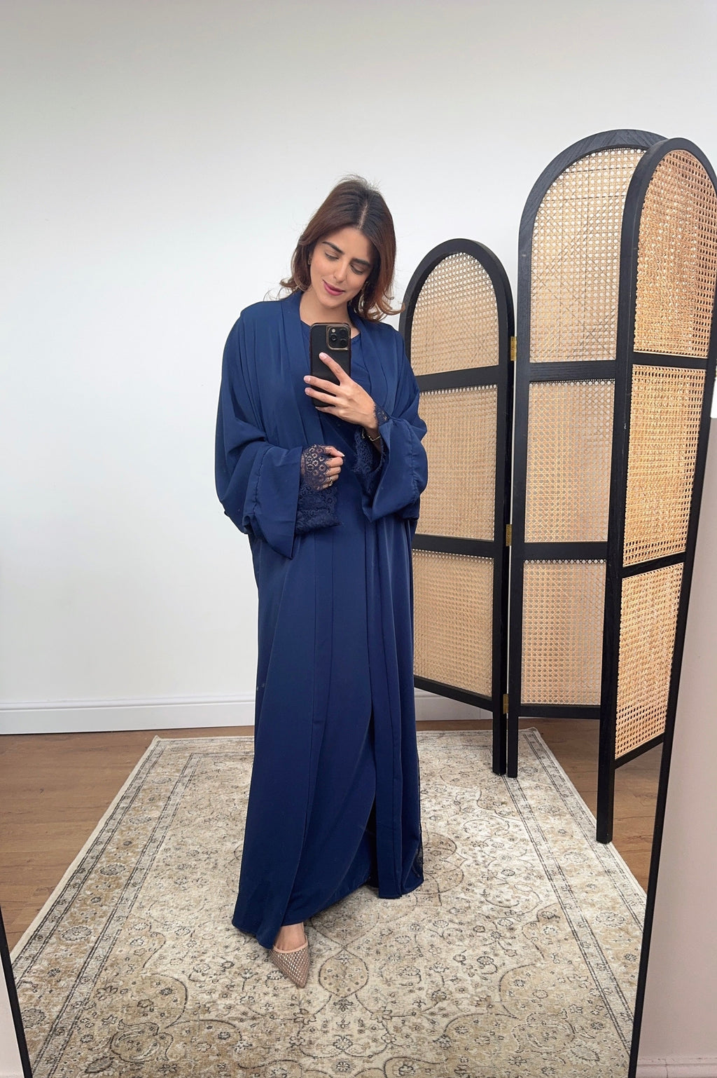 KIMONO DENTELLE DÉTAIL MARINE DEUX PIÈCES - AMANI