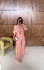 ROBE BRODÉ NOUÉ TAILLE CORAIL - NERJA