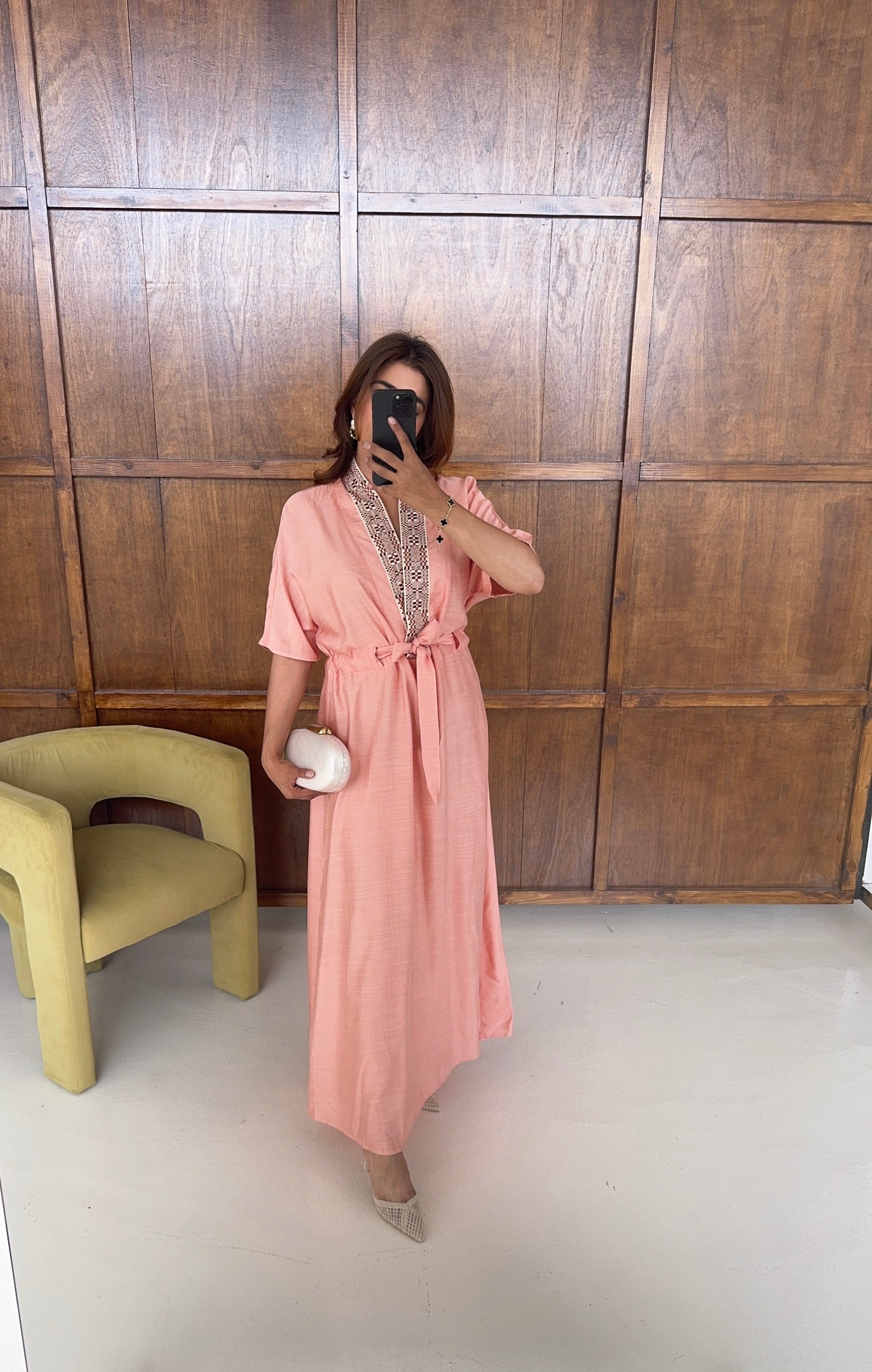 ROBE BRODÉ NOUÉ TAILLE CORAIL - NERJA