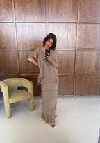 ROBE MOUSSELINE MOKA AVEC VOLANT - JESNA