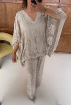 ENSEMBLE BRODÉ MOUSSELINE SOIE CRÈME - LAYA
