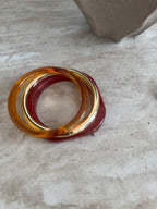 ENSEMBLE BRACELET RESIN & METAL ROUGE
