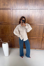 BEIGE VOLUMINOUS MANCHES DOS NOUÉ CHEMISE - RARA