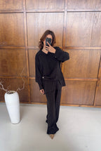 ENSEMBLE CHEMISE NOIR AVEC DORÉ BOUTONS - VENEZIA
