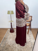 ENSEMBLE ABAYA BRODÉ DEUX PIÈCES BORDEAUX - MINA
