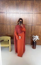 ROBE ORANGE BRÛLÉ AVEC DRAPÉ DÉTAIL - SANI