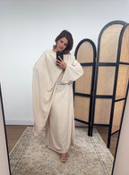 BEIGE ROBE AVEC DRAPÉ FOULARD - ZARIA
