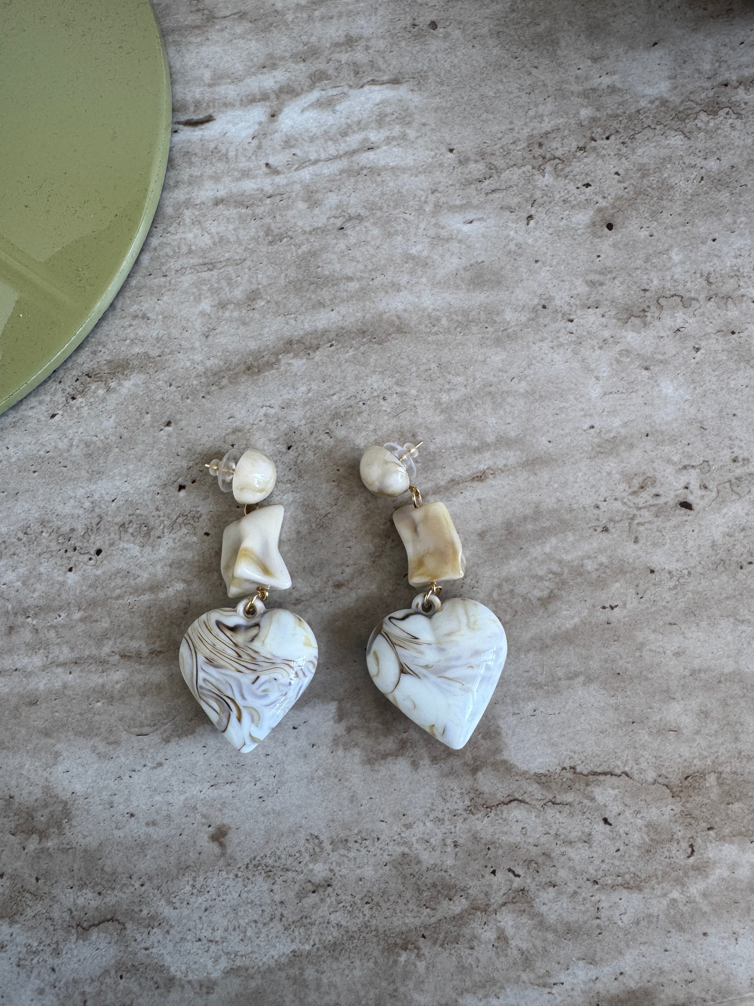 VALENCIA MARBRE CŒUR BOUCLES D'OREILLES