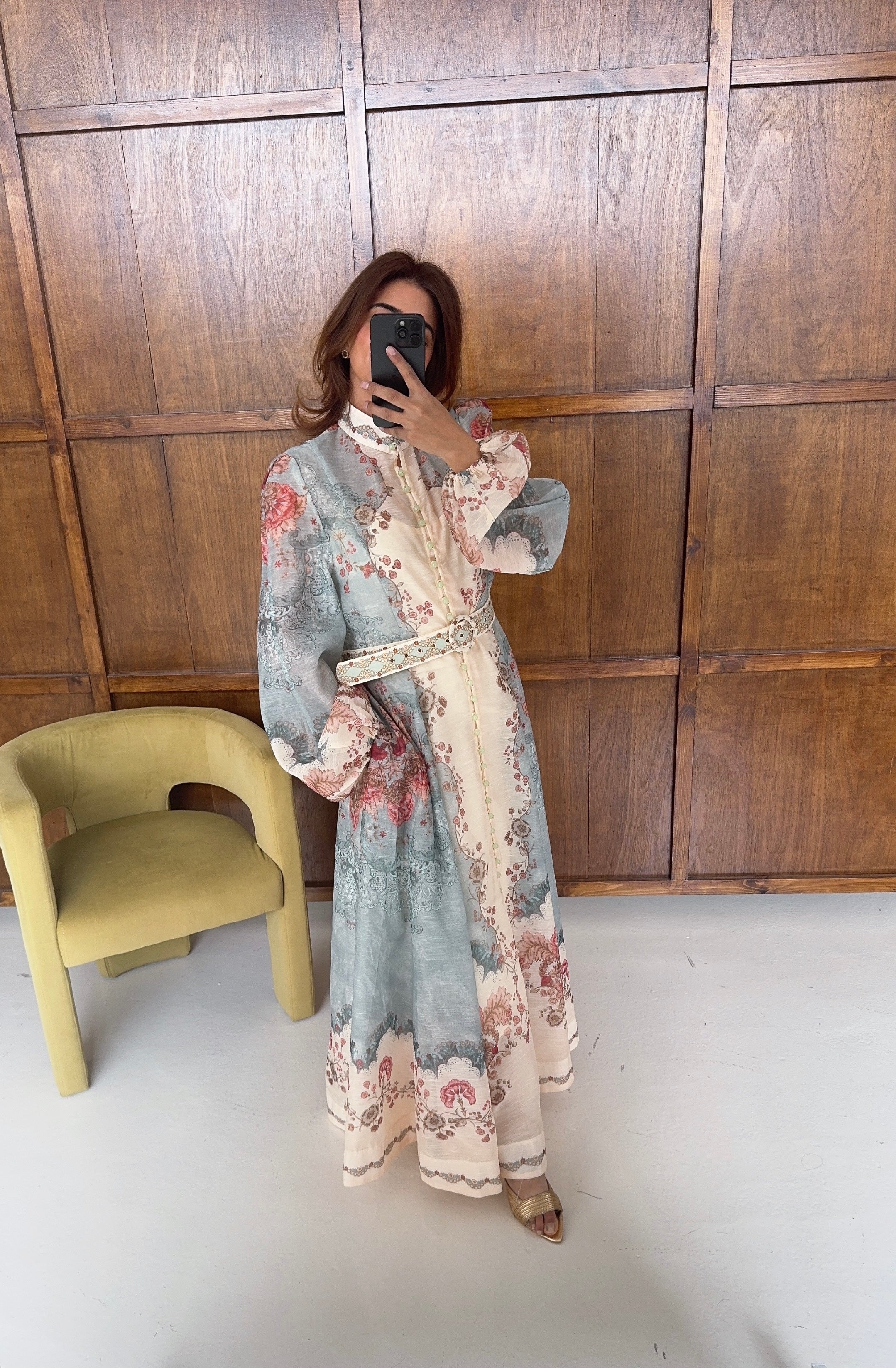 ROBE FLEURI BOUTON MAXI BLEU - TERZA