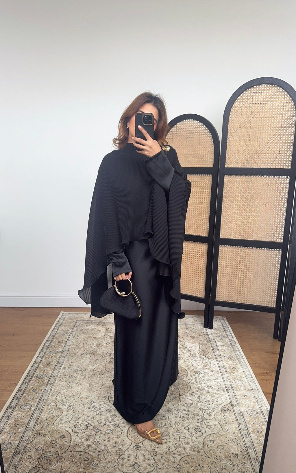ROBE CAPE DEUX PIÈCES PLISSÉ NOIR - LULWA