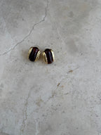 RESIN MARRON & METAL STUD BOUCLES D'OREILLES