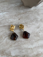 BOUCLES MARRON/PIERRE D'OREILLES