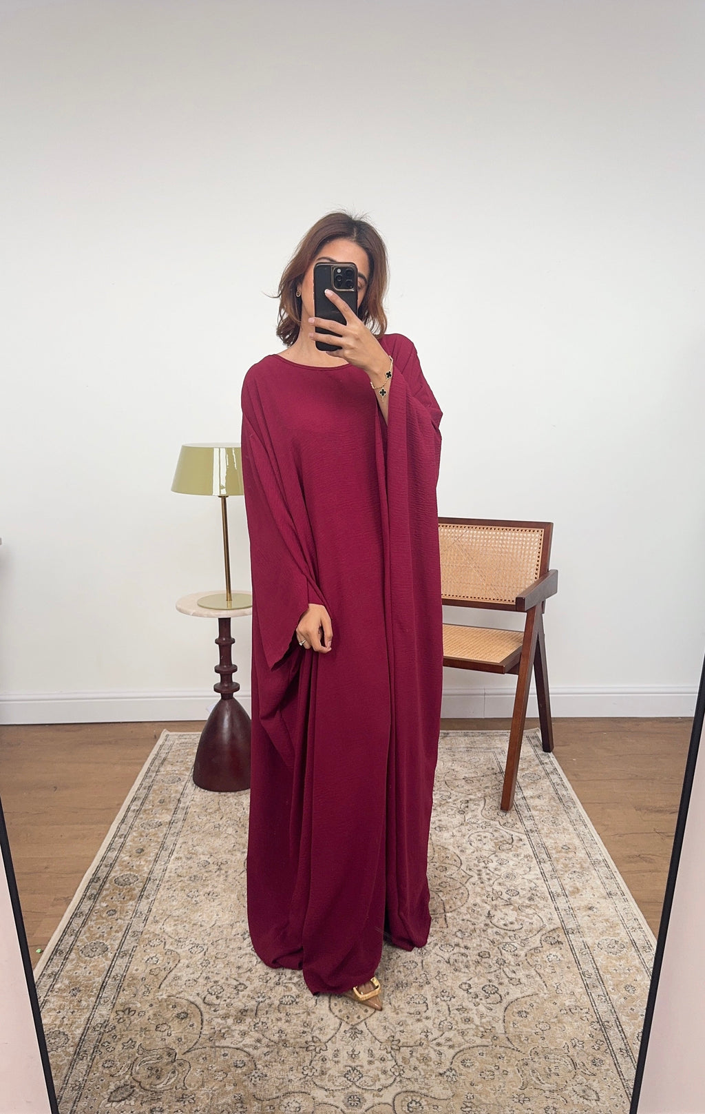 ABAYA BASIQUE PAPILLON BORDEAUX - GIA
