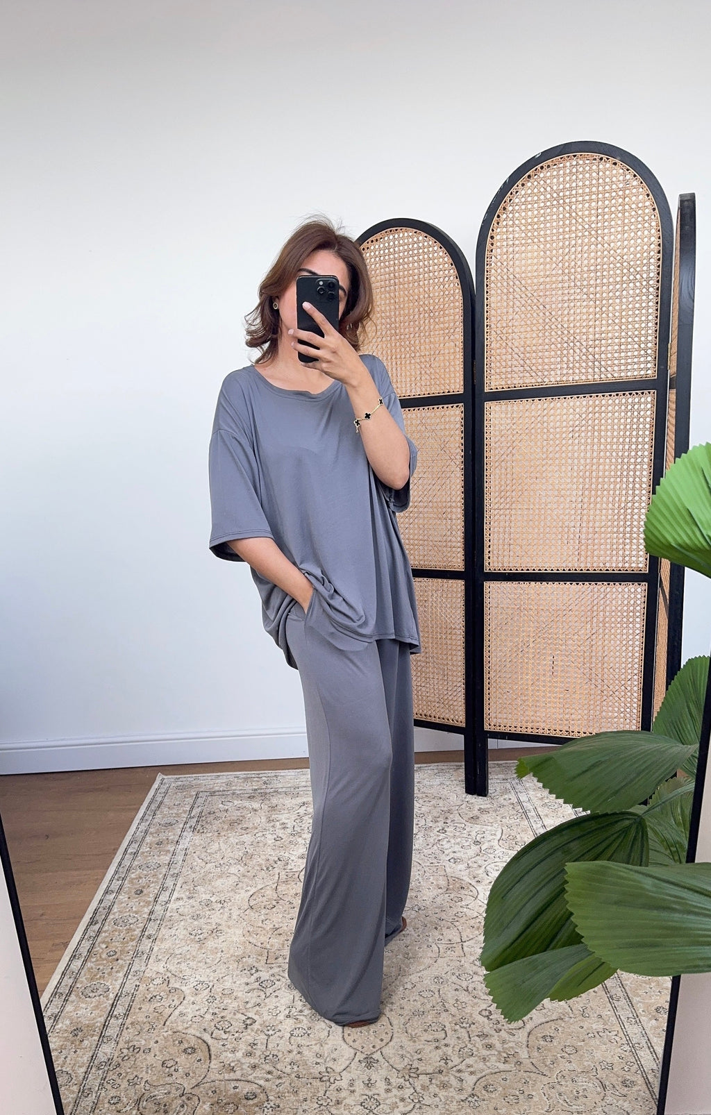 DÉCONTRACTÉ ANTHRACITE T - SHIRT ENSEMBLE