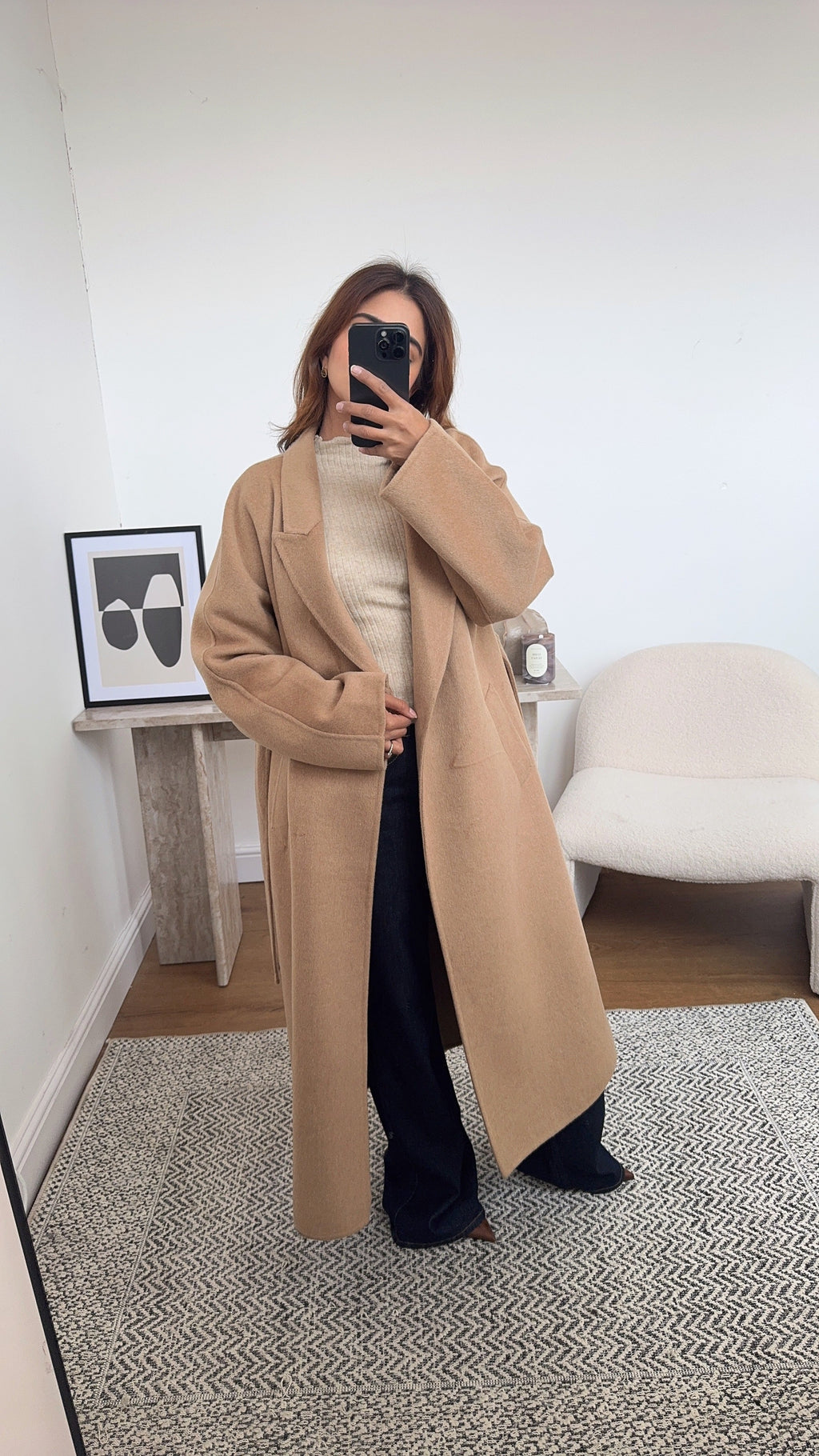 CAMEL HANDMADE WOOL CEINTURÉ MANTEAU - MARLI