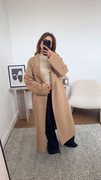 CAMEL HANDMADE WOOL CEINTURÉ MANTEAU - MARLI