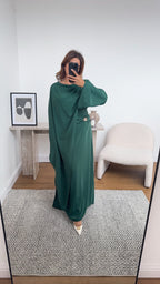 ROBE ÉMERAUDE AVEC DRAPÉ FOULARD - ZARIA