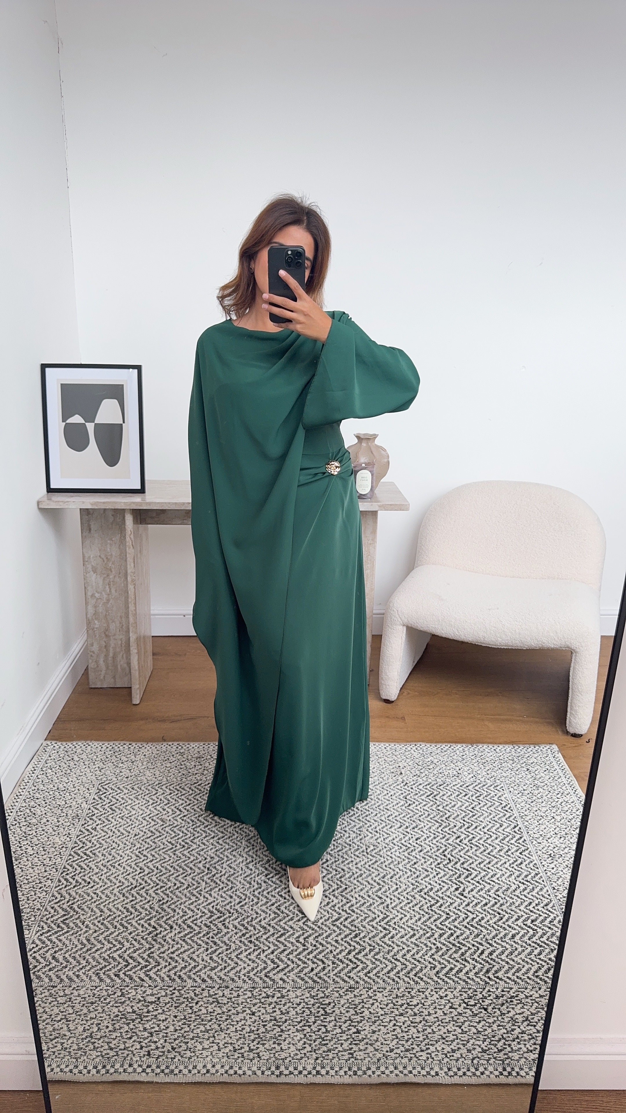 ROBE ÉMERAUDE AVEC DRAPÉ FOULARD - ZARIA