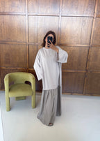 ROBE T-SHIRT TAUPE MANCHES LONGUES - VELA