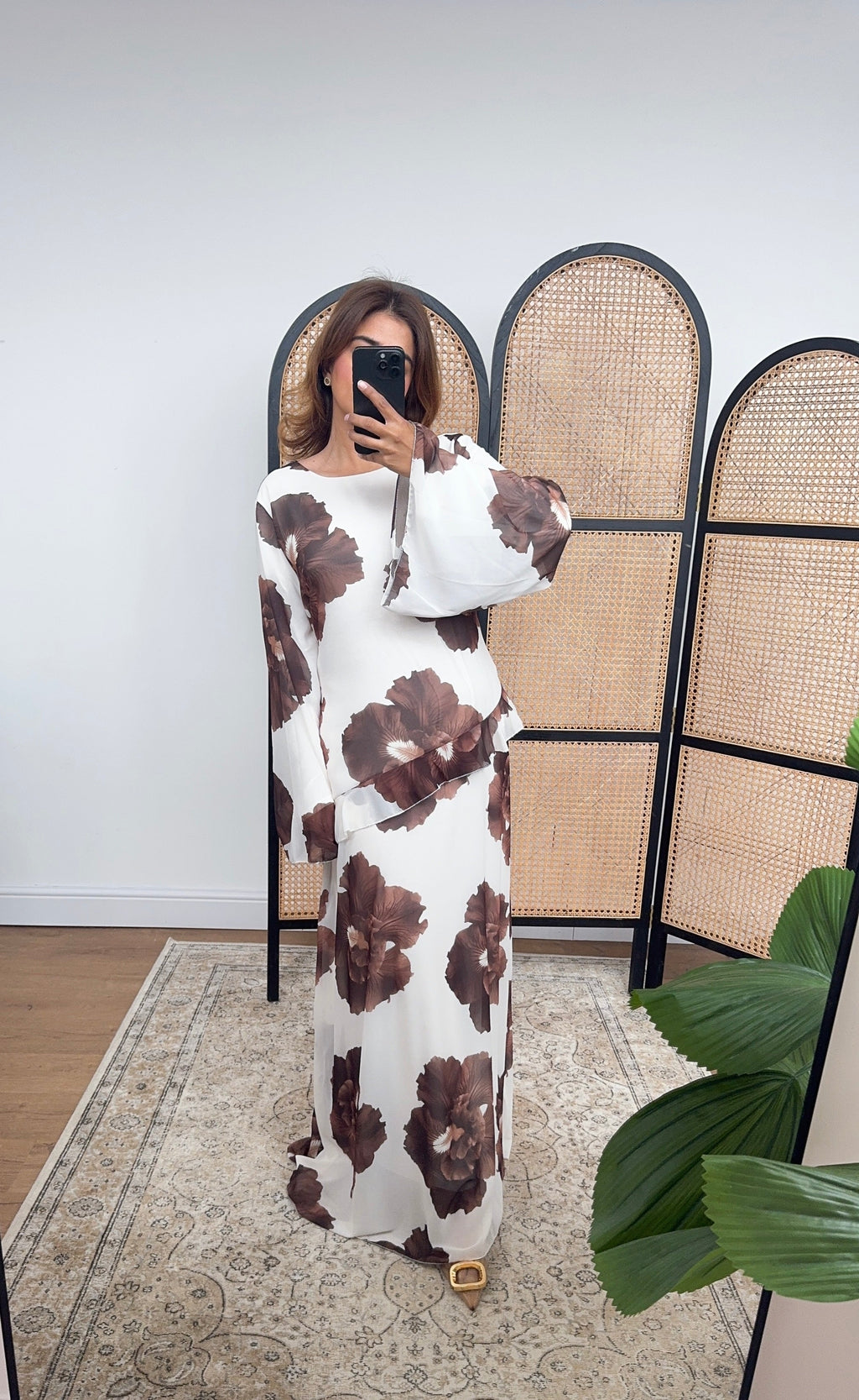 ROBE MOUSSELINE IMPRIMÉ MAXI MARRON - BRIA