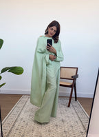ENSEMBLE FOULARD MENTHE AVEC DORÉ BROCHE - ARYA