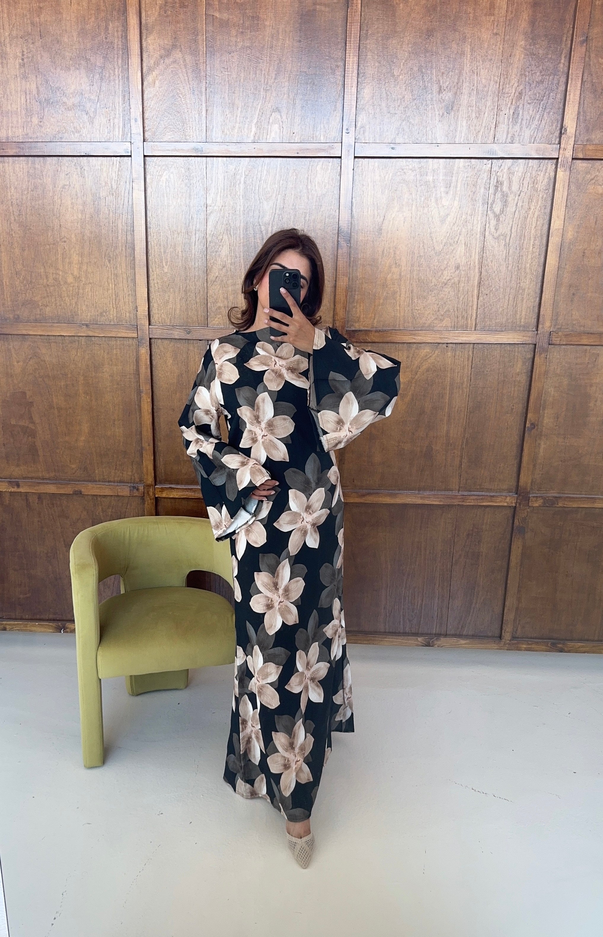 ROBE FLEURI NOUÉ DOS NOIR - ASI
