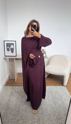 ROBE PRUNE AVEC DRAPÉ FOULARD - ZARIA