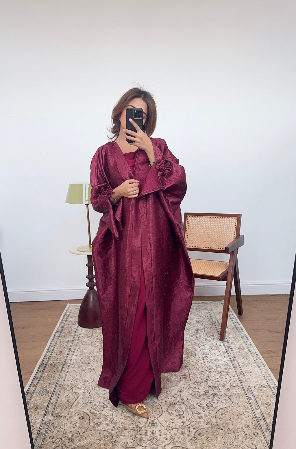 ENSEMBLE ABAYA CRINKLE DEUX PIÈCES BORDEAUX - HARILAY