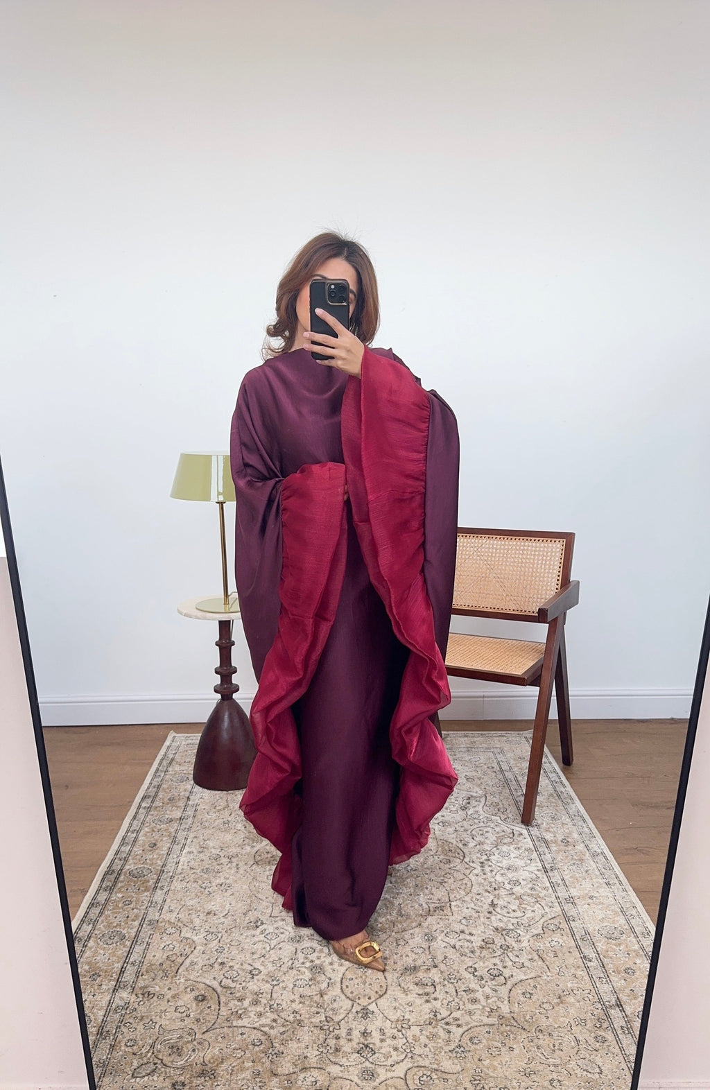 CAFTAN VOLANT BORDEAUX - LAYANA