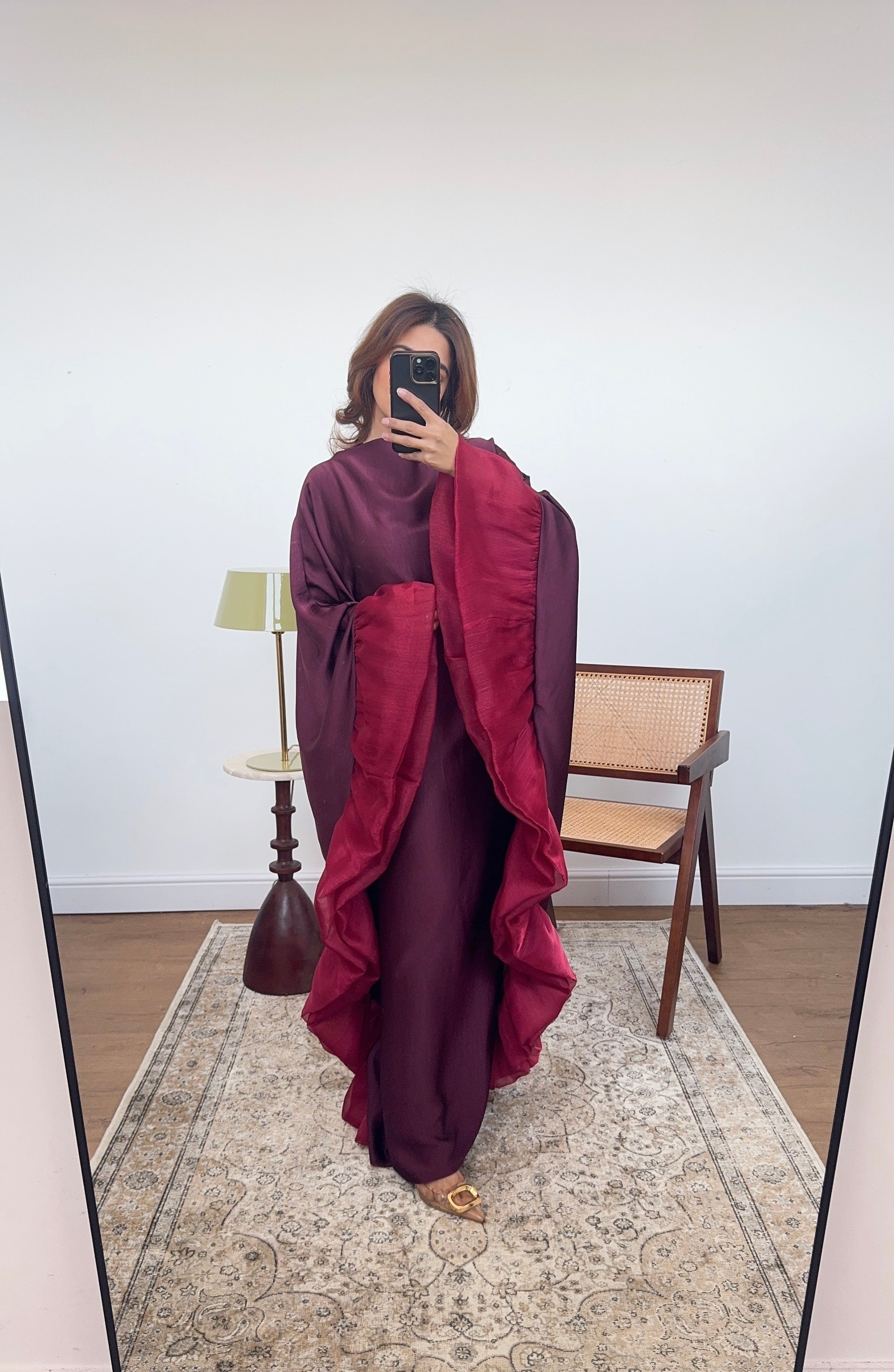 CAFTAN VOLANT BORDEAUX - LAYANA