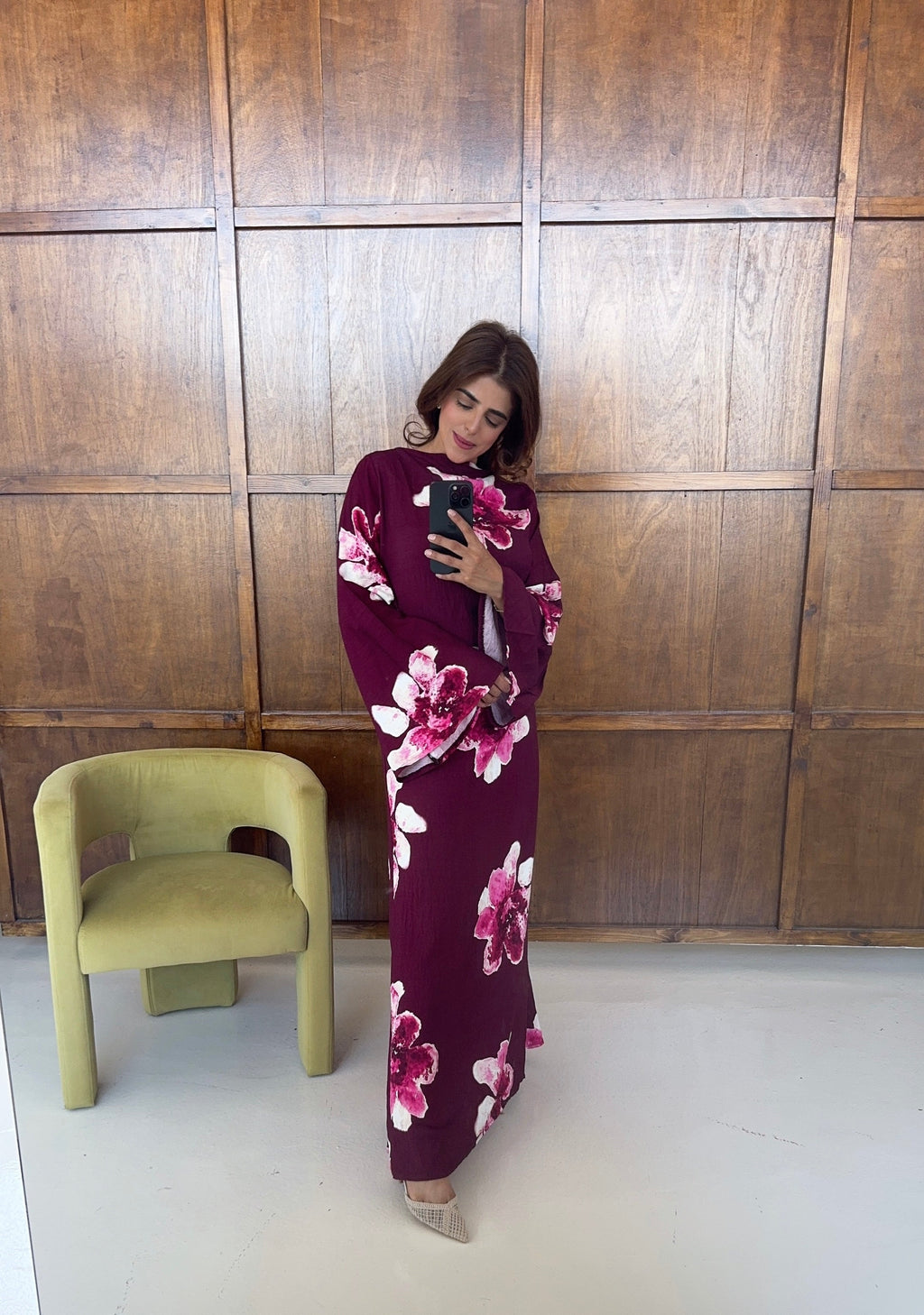 ROBE FLEURI PRUNE - AMINA