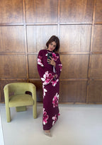 ROBE FLEURI PRUNE - AMINA