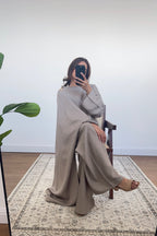ENSEMBLE FOULARD TAUPE AVEC DORÉ BROCHE - ARYA