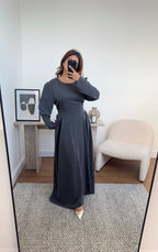 ROBE FRONCÉ TAILLE GRIS - MARNIA