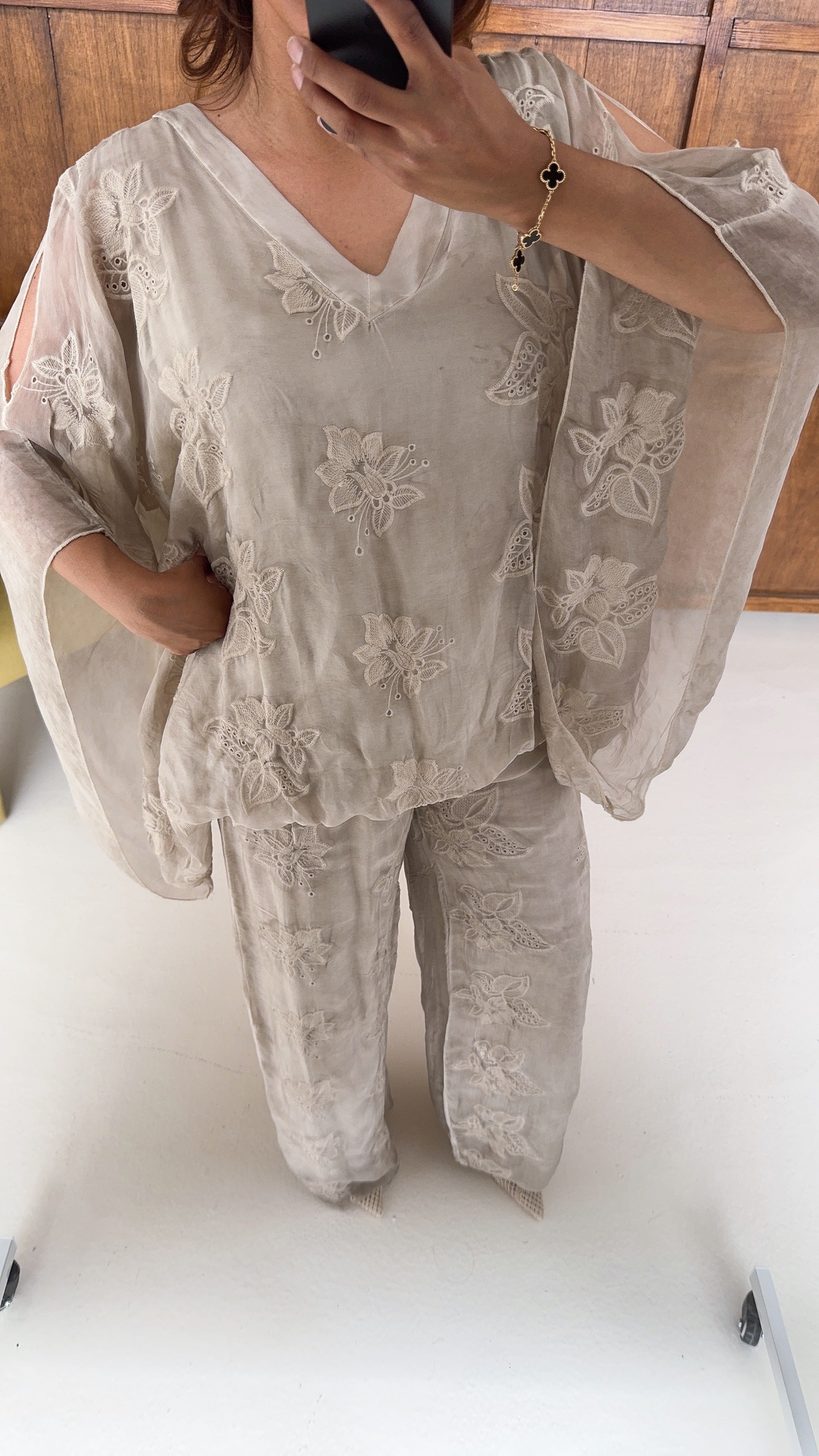 ENSEMBLE BRODÉ MOUSSELINE SOIE CRÈME - LAYA