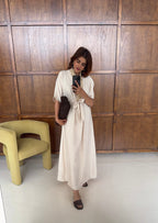ROBE BRODÉ NOUÉ TAILLE CRÈME - NERJA