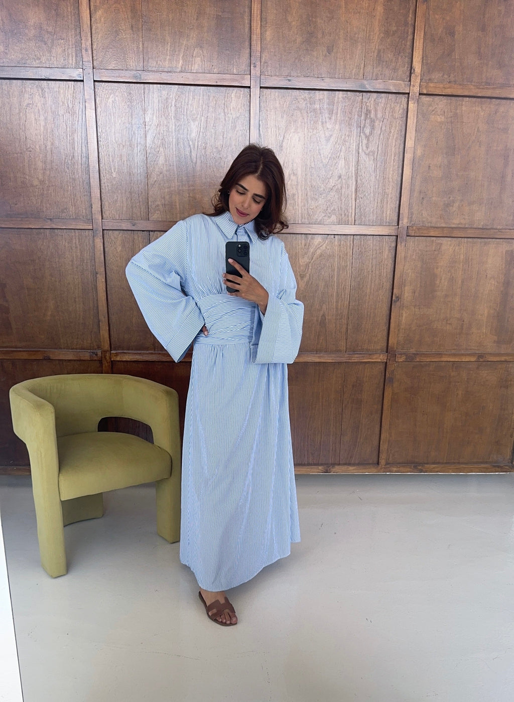 ROBE RAYÉ TAILLE NOUÉ BLEU - HUA