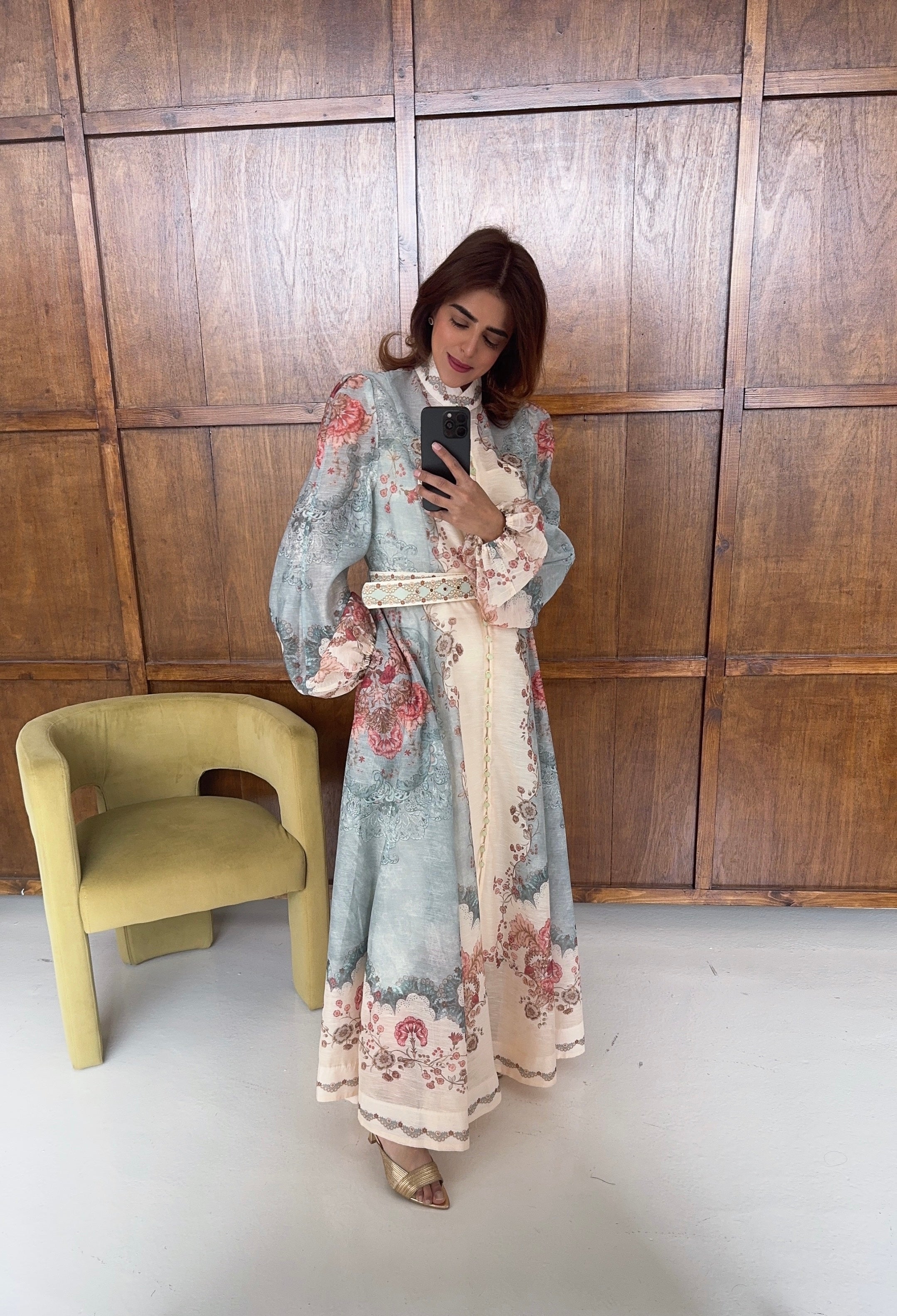 ROBE FLEURI BOUTON MAXI BLEU - TERZA
