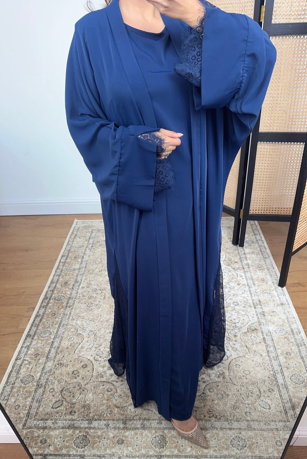 KIMONO DENTELLE DÉTAIL MARINE DEUX PIÈCES - AMANI