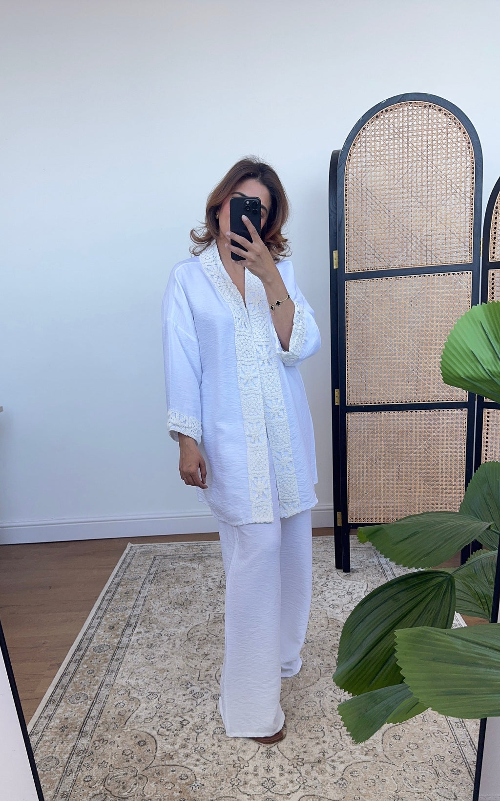 ENSEMBLE KIMONO CROCHET BLANC - ABIA
