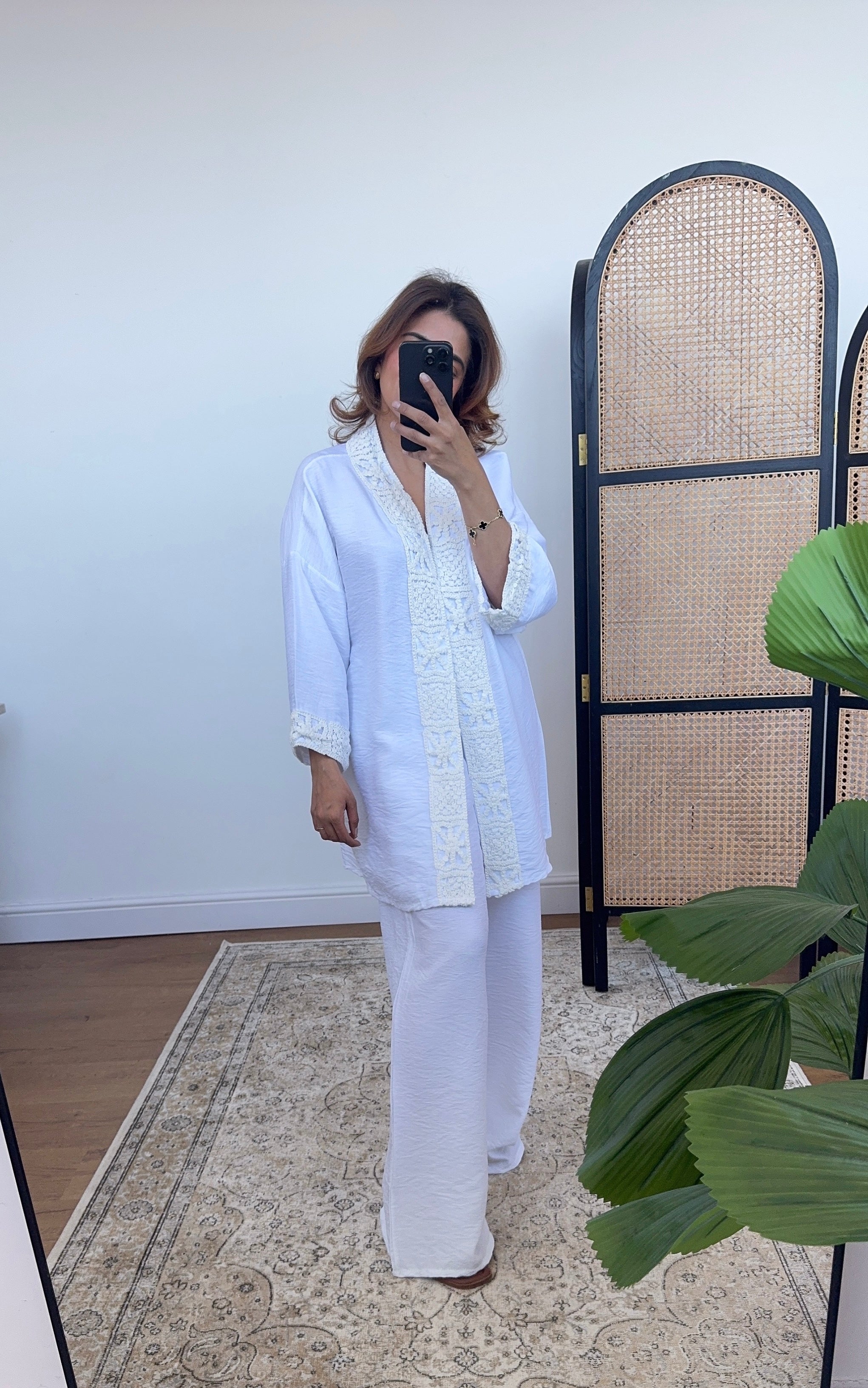 ENSEMBLE KIMONO CROCHET BLANC - ABIA